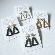 Load image into Gallery viewer, WS Bow Top Christmas Tree Clay Dangles