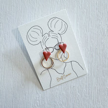 Load image into Gallery viewer, Mauve Heart Gold Hoop Backing