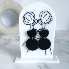 Load image into Gallery viewer, The Lauren - Black & Gold Clay Dangle Earrings
