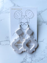 Load image into Gallery viewer, White Sparkle Moroccan Dangle Clay Earrings