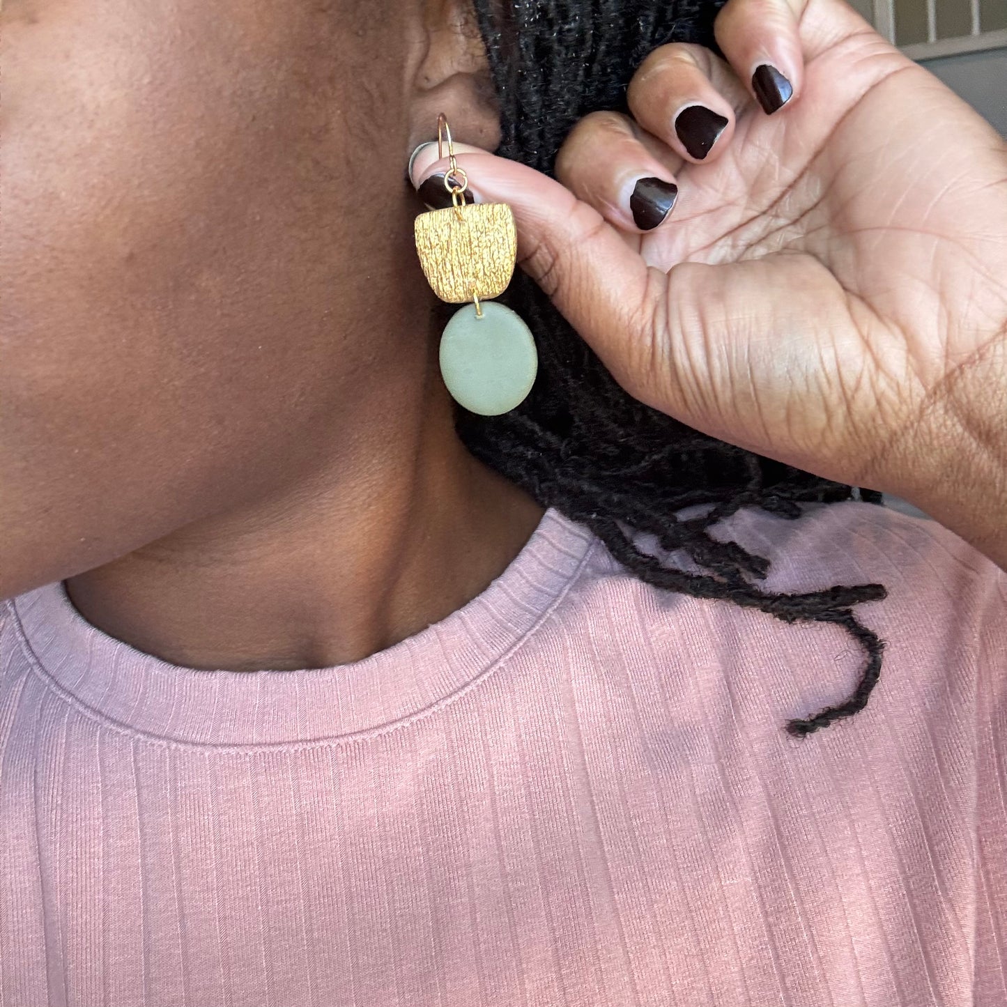 Shades of Green Clay Earrings