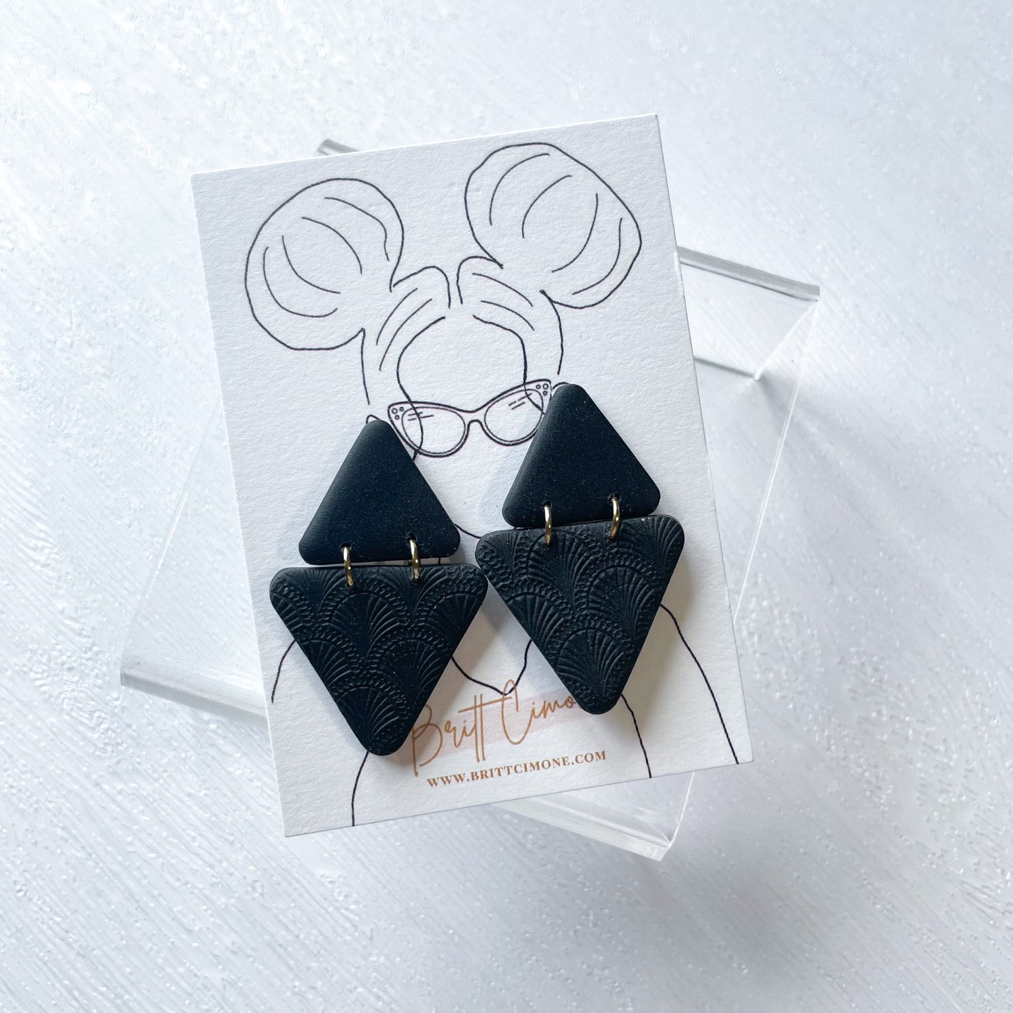 Black Textured Statement Stud Earrings