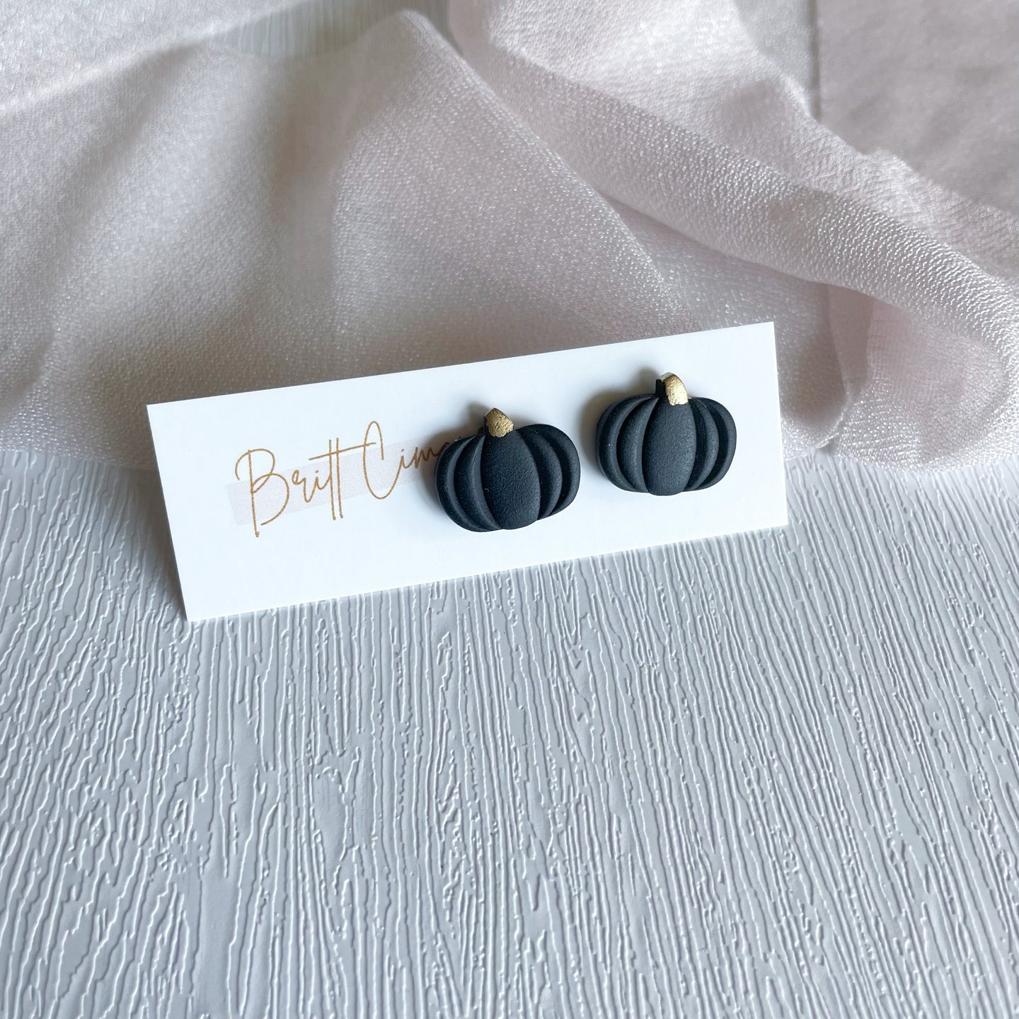 Pumpkin Clay Stud Earrings