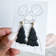 Load image into Gallery viewer, WS Black Textured Christmas Tree Dangles
