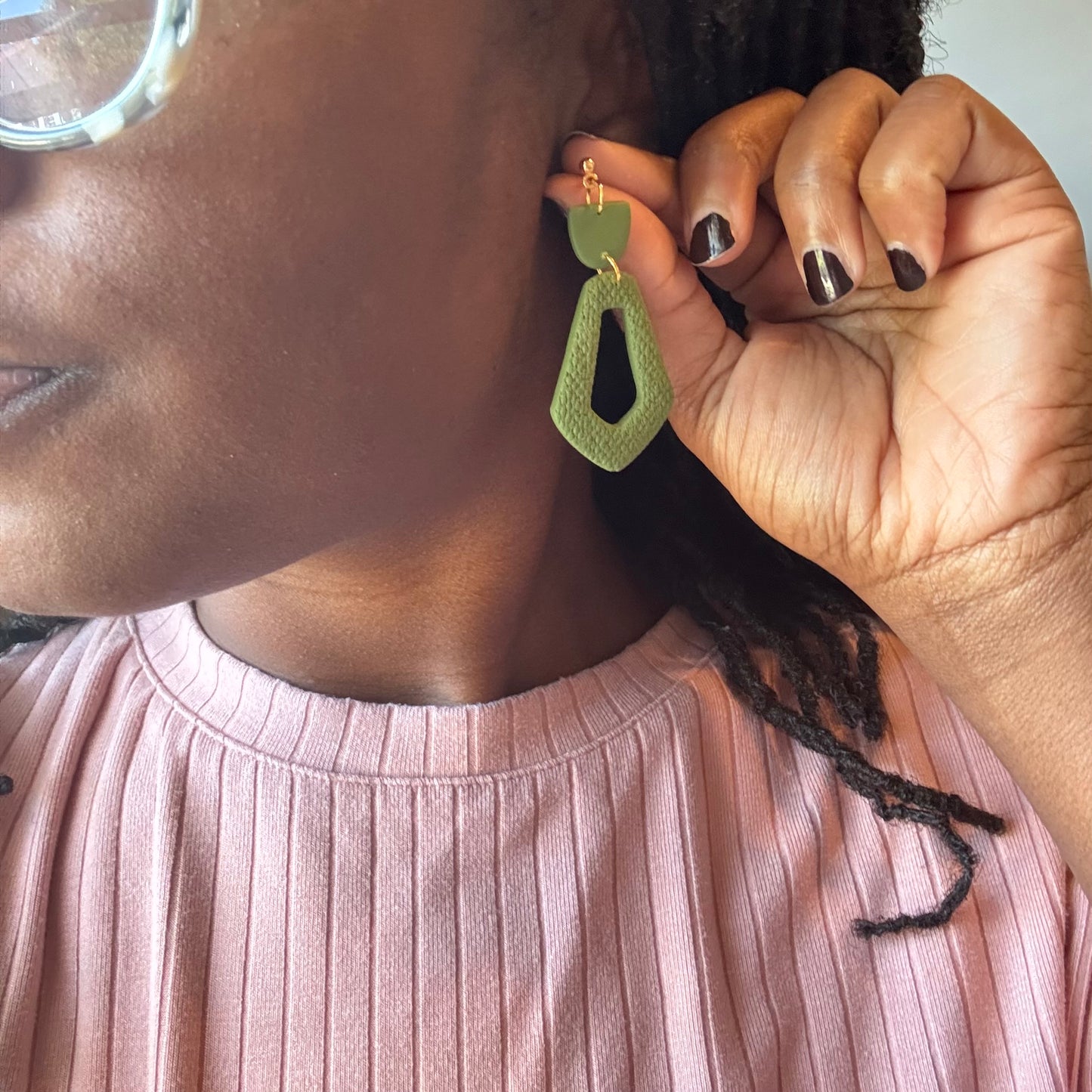 Shades of Green Clay Earrings