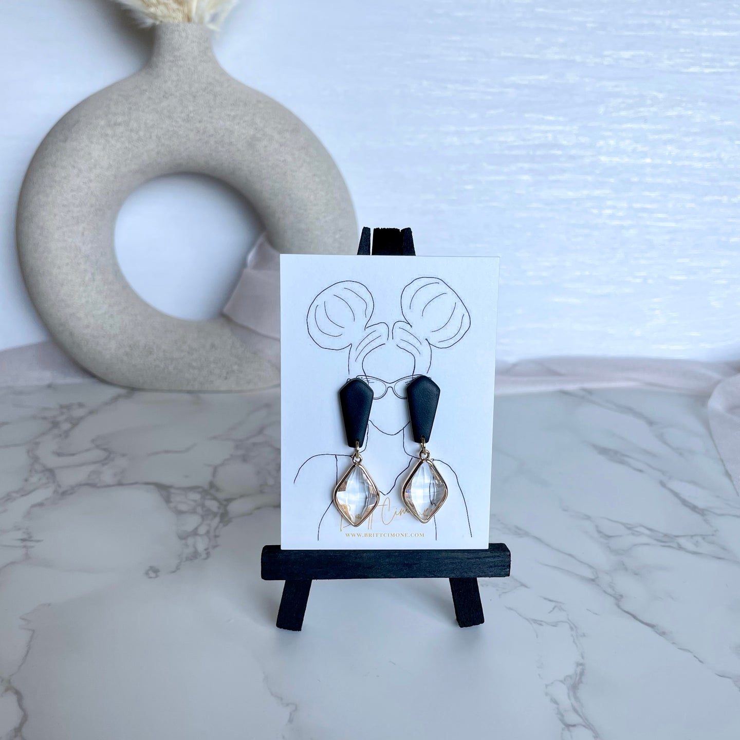 Dainty Coffin Shaped Earrings | Black