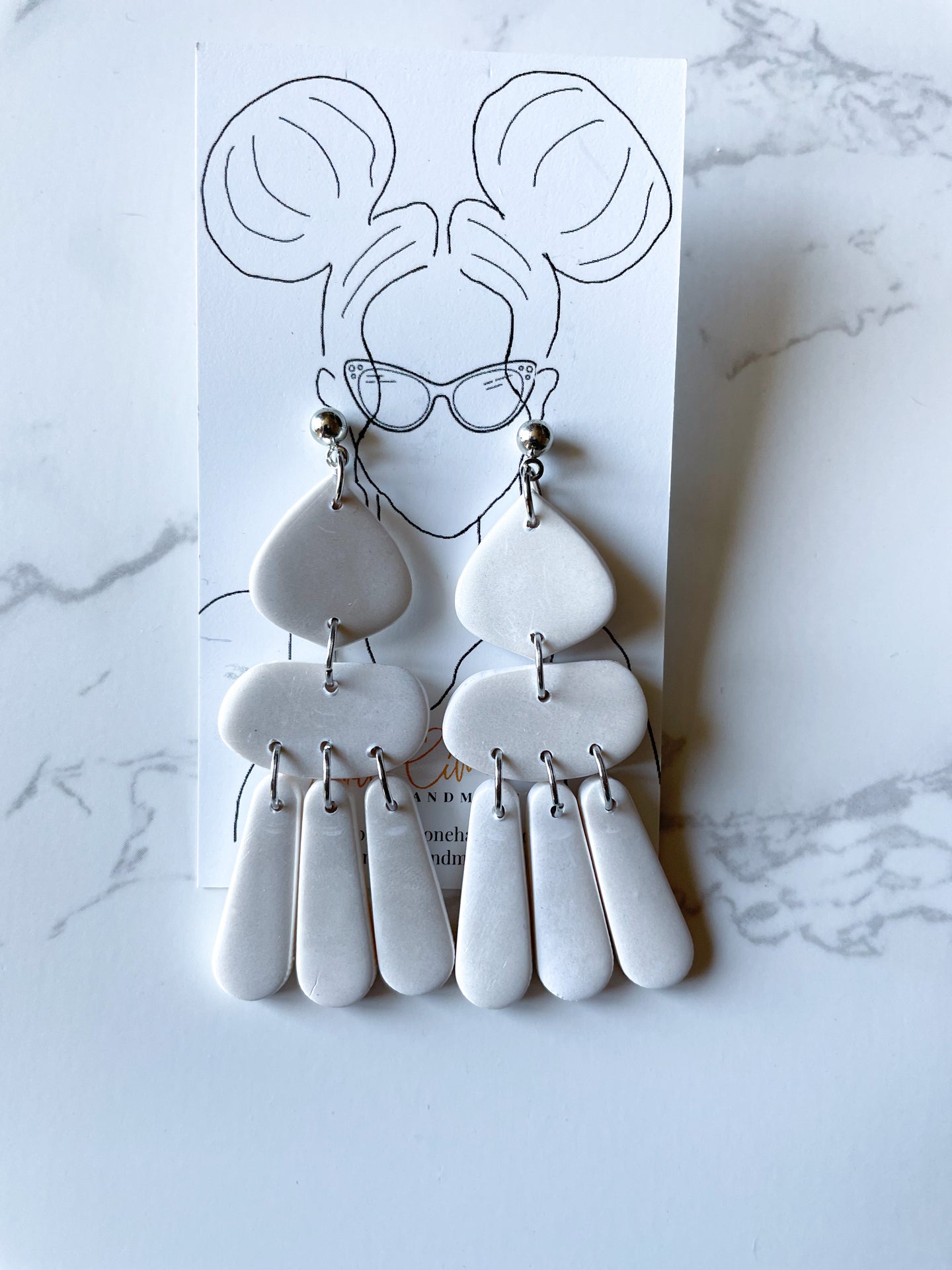 Ophelia Dangle Earrings - White Shimmer