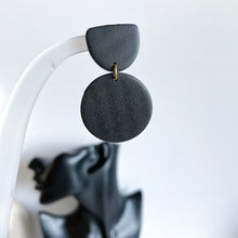 Load image into Gallery viewer, The Lauren - Black &amp; Gold Clay Dangle Earrings
