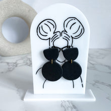 Load image into Gallery viewer, The Lauren - Black &amp; Gold Clay Dangle Earrings
