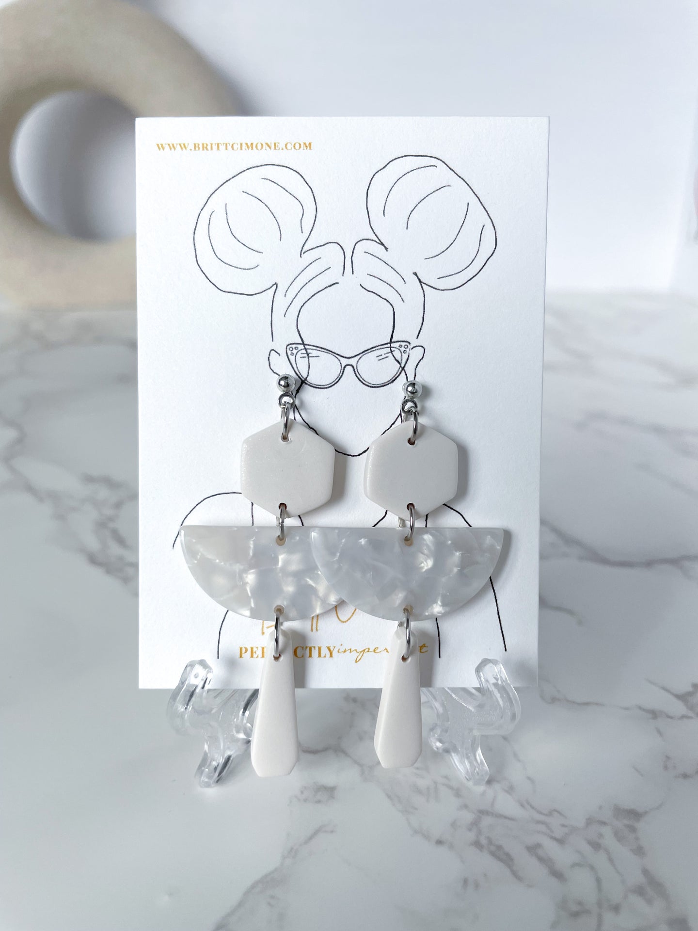 Angel Babe Dangle Earrings | White Shimmer