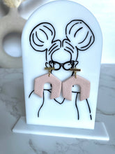 Load image into Gallery viewer, Pink &amp; Gold Clay Arch Dangles
