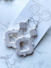 Load image into Gallery viewer, White Sparkle Moroccan Dangle Clay Earrings
